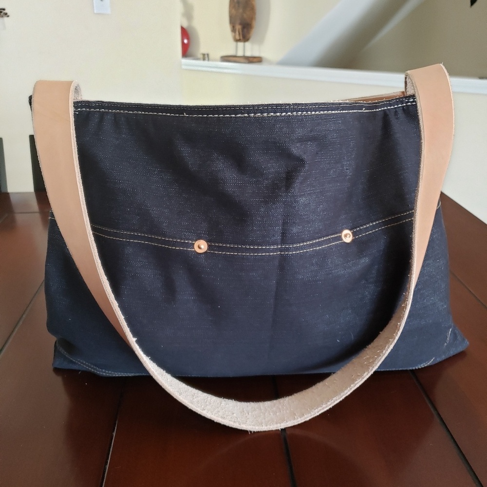 Upcycled denim laptop bag